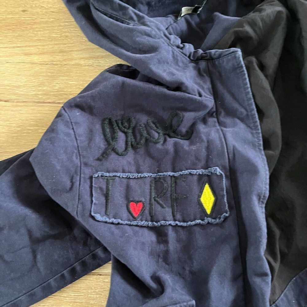 Zara Don't Waste My Time Navy Utility Jacket Size XS Patches Applique READ Rare - Picture 5 of 7